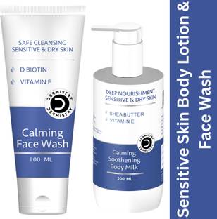 DERMISTRY Sensitive Dry Gentle Skin Calming Vit E Cleanser  & Creamy Body Lotion Face Wash