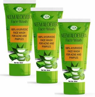 MEGHDOOT Neem Aloe Vera Antiseptic Cleanser for Acne and Pimples-(3x60) Face Wash