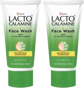 Lacto Calamine Facewash with Neem, Aloe Vera & Turmeric |Niacinamide & Salicyclic acid| Reduces pimples, Purifies skin & Oil control| Paraben Free| Suitable for all skin types | Pack of 2 Face Wash