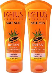 LOTUS HERBALS Safe Sun DeTAN  Gel ( Pack Of 2 ) ( 100g * 3 ) Face Wash