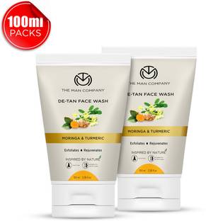 दी मैन कंपनी दे-टैन क्लींजर फॉर ऑयली स्किन | स्किन ब्राइटनिंग, टैन रिमूवल विथ टर्मरिक एंड मोरिंगा मेन्स फेस वॉश