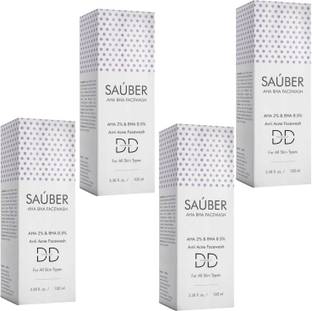 DOOMSDAY SAUBER AHA BHA FACEWASH FOR ANTI ACNE FREE GLOWING SKIN PACK OF-100ml x 4 Face Wash