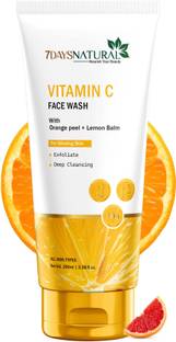7days natural Vitamin C Face Brightening  for Instant Glow | With Orange Peel Extract- Sulfate & Paraben Free Face Wash
