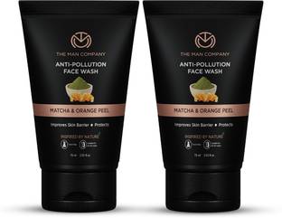 THE MAN COMPANY Anti-Pollution Cleanser for Oily Skin | Reduces Pimples, Blackheads & Dark Spots (2 X 75ml) Face Wash