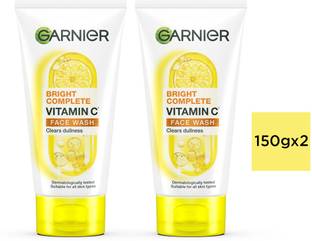 GARNIER Bright Complete VITAMIN C , 150g (Pack of 2)|Brighter and Glowing Skin Face Wash