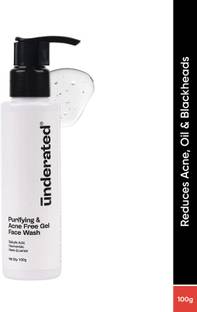 UNDERATED Purifying and Acne Free Gel  Powered With Salicylic Acid, Niacinamide, Neem and Leamon| 100ml Face Wash