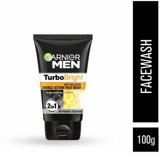 Garnier Men Turbo Bright Double Action, with Charcoal and Vitamin C Face Wash
