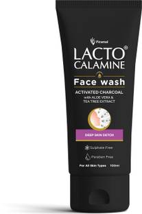 Lacto Calamine Activated Charcoal  Aloe Vera & Tea Tree Extract Deep Skin Detox Pack 1 Face Wash