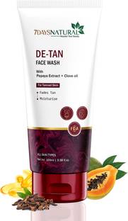 7days natural DeTan Face wash for tan removal and instant glow, Infused with Clove oil and kojic acid Face Wash