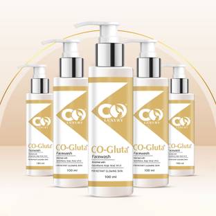 CO Skin Whitening Facewash with L-Glutathione, Vitamin C & E, and Kojic Acid | Daily Gentle Face Cleanser For Tan Removal, Pigmentation & Uneven Skin Tone | Pack of 5 Face Wash
