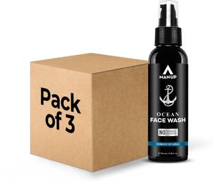 Man-Up Ocean Facewash Essence of Aqua | For Acne, Black Heads, Pimple, Oily & Sensitive Skin | All Day Refreshing & Long-Lasting Freshness with Menthol for Men (Pack of 3) Face Wash