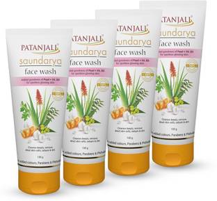 PATANJALI Saundarya  with Neem, Aloe Vera, Anti Acne & Pimples - 100g x 4 Face Wash