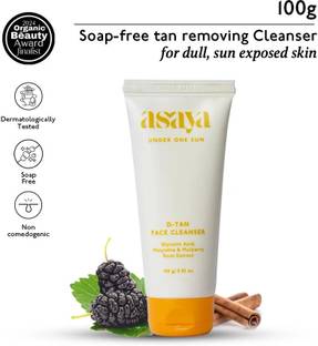 ASAYA D-Tan Face Cleanser, Glycolic Acid, Tan Removal, Evens Tone & Hydrate, Soap Free Face Wash