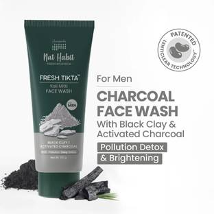 Nat Habit 100% Natural Detox, Skin Brightening For Men Charcoal  Face Wash