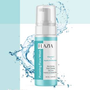 FLAZIA Vitamin C Foaming Face wash for Skin Brightning and Deep Skin Cleansing inriched with Apple amino extract - Vitamin B5-B3 and Aloe Vera [150 ML] Face Wash