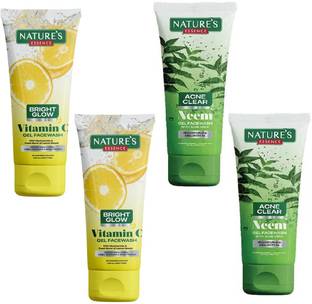 Nature's Essence BRIGHT GLOW VITAMIN C+ ACNE CLEAR NEEM FACE WASH 50G PACK OF 4 Face Wash