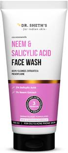 Dr. Sheth's Neem & Salicylic Acid , Deeply Cleanses, Exfoliates and Prevents Acne Face Wash