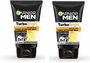 GARNIER MEN Brightening & Anti-Pollution TurboBright Double Action-100g(Pack of 2) Face Wash