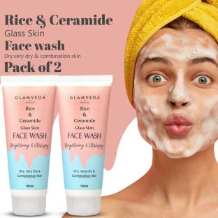 GLAMVEDA Rice Water & Ceramide Glass Skin SLS & Paraben Free Pack Of 2  Face Wash