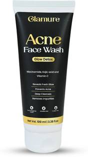 GLAMURE Acne  for Oily & Dry Skin, Clarifying Cleanser with Niacinamide & Vitamin C, Cleaner for Acne, Pimples, Scars, Men & Women, 100ml Face Wash