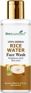 She Essentials Rice Water FaceWash with Niacinamide, Aloe Vera & Vitamin C For Skin Brightening, Whitening, Dark Spot Corrector, Soft & Supple Skin For Men & Women - SLS & Paraben Free Face Wash