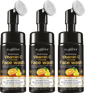 ELIBLISS Brightening Vitamin C Foaming - with Lemon & Orange Essential Oils - For Skin Brightening - No Parabens, Sulphate, Silicones,  Pack Of 3 Face Wash