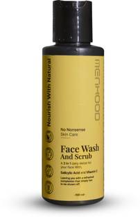 MENHOOD Enriched With Vitamin C & Salicylic Acid, Daily Face Cleanser, Gentle Exfoliation, Paraben Free, Deep Clean Scrub & Face Wash