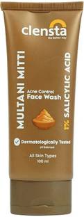 Clensta Multani Mitti  with 1% Salicylic Acid for clear skin | For Men & Women Face Wash