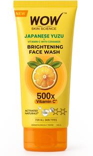 WOW SKIN SCIENCE Japanese Yuzu + Vitamin C with Ceramide Brightening  | 500x Vitamin C | For Strengthened Glowing Skin | Paraben-Free Gentle Cleanser with Orange Peel & Camu Camu | Face Wash