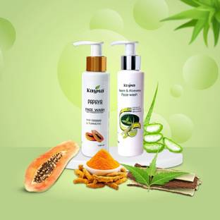 kayna healthcare Neem & Aloe Vera  (100 ML) + Papaya  (100 ML) Combo Face Wash