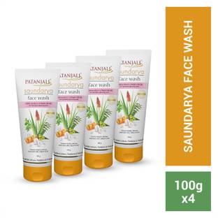 PATANJALI Saundarya  with Neem, Aloe Vera, Anti Acne & Pimples - 100g x 4 Face Wash