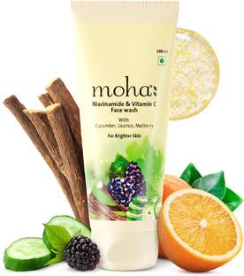 Moha Niacinamide & Vitamin C Brightening  | with Cucumber for Hydration, Licorice reduce dark sport | Mulberry reduce sign of premature aging | Niacinamide improves complexion, Vitamin C help sun damage and radiant glowing skin | All skin types | For Men & Women | 100 ml Face Wash