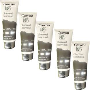 COSMORA IVORY GLOW CHARCOAL FACEWASH FOR DEEP CLEANSING & OIL CONTROL SKIN PACK OF - 100ml x 5 Face Wash