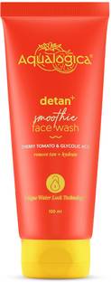 Aqualogica Detan+ Smoothie Facewash with Cherry Tomato & Glycolic Acid | Facial Cleanser | Gently Cleanses & Reduces Tan Face Wash