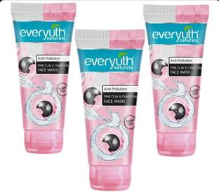 Everyuth Naturals Anti Pollution Pink Clay & Charcoal 50g Pack of 3 Face Wash