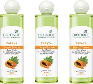 BIOTIQUE Papaya Deep Cleanse, 200ml (Pack of 3) Face Wash