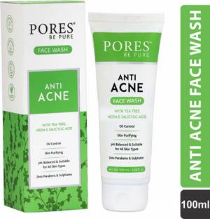 PORES BE PURE Anti Acne Face Cleanser With Tea Tree Neem Salicylic Acid pH Balanced No Paraben Face Wash