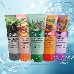 Dazller Daily Fresh  Trial Pack|Neem & Tulsi|Papaya|Oil-Check|True Glow|Daily Recharge|Gentle Cleanser for All Skin Types Face Wash