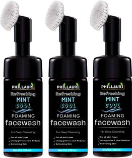 Phillauri Refreshing Mint Cool Foaming , With Built-in FACE BRUSH For Deep Cleansing, Infused With Natural Actives and Menthol, Removes Dirt, Refreshes Skin Face Wash