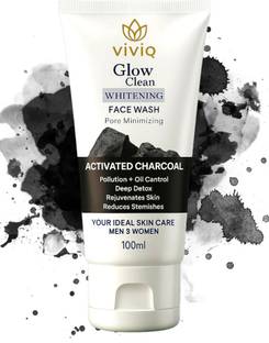 VIVIQ Glow Clean Whitening|Oil Control, Blackheads| Activated Charcoal Face Wash