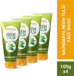 PATANJALI Saundarya Neem Tulsi  for Acne, Pimple & Glowing Skin - 100g x 4 Face Wash