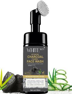 white bon Activated Charcoal Foaming with Built-In Face Brush for deep cleansing, Anti-Pollution, oil control - No Parabens, Sulphate, Silicones Face Wash