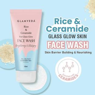 GLAMVEDA Rice Water & Ceramide Glass Skin SLS & Paraben Free Face Wash