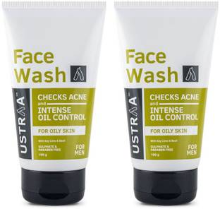 USTRAA  Oily Skin - 100g x 2 | Checks Acne & Blackheads | Control Excess Oil Face Wash