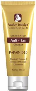 Passion Indulge Papain D10 Cleanser Natural  for All Skin Enriched with Essential Oil, Papaya, Orange, Lemon and Cinnamon | Tan Removal | Paraben & SLS Free, 100ml Face Wash