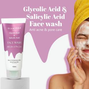 GLAMVEDA Glycolic Acid & Salicylic Acid Anti Acne & Pore Care , SLS Free & Paraben Free Face Wash