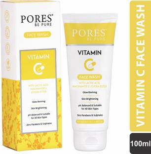 PORES BE PURE Vitamin C Face Cleanser Anti Aging Brightening Soap Free Spot Free pH Balanced Face Wash