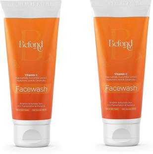 Befond Facewash with Vitamin C Niacinamide Cucumber Extract Hyaluronic Acid & Ceramides Brighten, Hydrate, and Combat Pigmentation Pack of 2 Face Wash