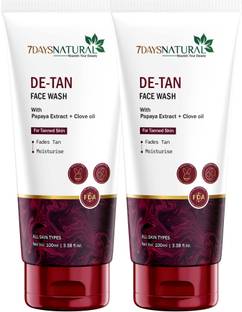 7days natural DeTan Face wash for tan removal and instant glow, Infused with Clove oil and kojic acid Face Wash