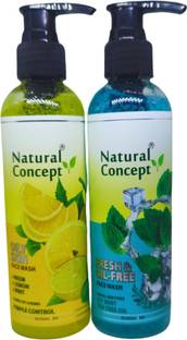 NATURAL CONCEPT Lemon Facewash and Mint Facewash 100 ml (Pure Lemon and Mint extracts) Face Wash